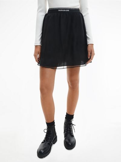 Calvin Klein Ruhák HU862776 | Calvin Klein Logo Waistband Női Mini Szoknya Fekete